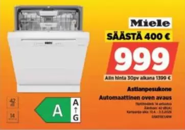 Miele - Astianpesukone Automaattinen oven avaus