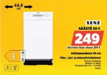 Astianpesukone 45 cm