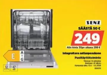 Integroitava astianpesukone