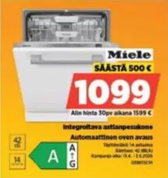 Miele - Integroitu astianpesukone
