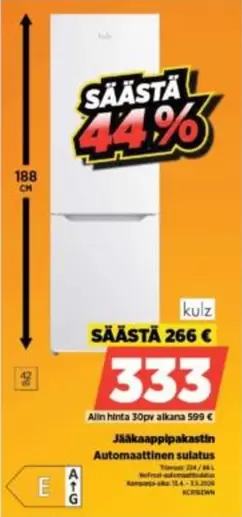 Jääkaappipakastin Automaattinen sulatus