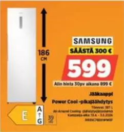 Power Cool -pikajäähdytys Jääkaappi