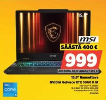 Intel - 15,6" Kannettava NVIDIA GeForce RTX 5060 8 GB