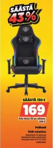 Pelituoli RGB-valaistus