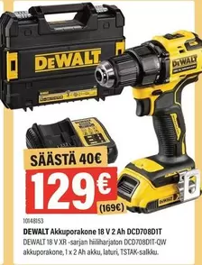 Dewalt - Akkuporakone 18 V 2 Ah DCD708D1