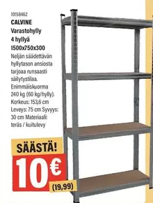 Varastohylly 4 hyllyä 1500x750x300