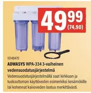 WPA-334 3-vaiheinen vedensuodatusjärjestelmä