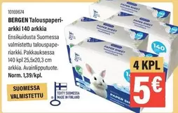 BERGEN Talouspaperi-arkki 140 kpl
