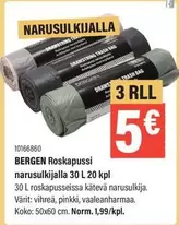 Roskapussi narusulkiialla 30 L 20 kpl