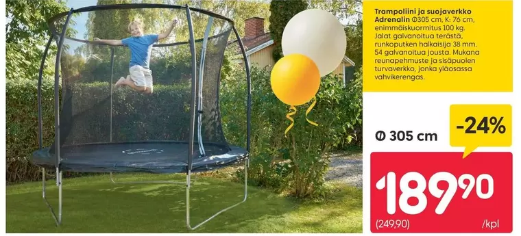 Trampoliini ja suojaverkko