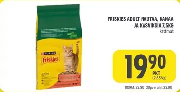 FRISKIES ADULT NAUTAA, KANAA JA KASVIKSIA 7,5KG