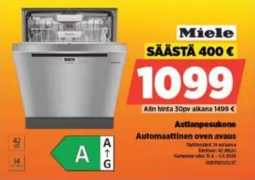 Miele - Astianpesukone Automaattinen oven avaus