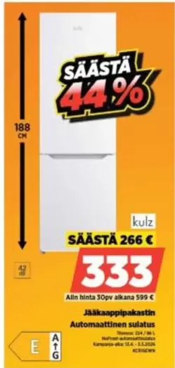 Jääkaappipakastin Automaattinen sulatus