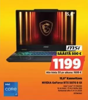 Intel - 15,6" Kannettava NVIDIA GeForce RTX 5070 8 Gt