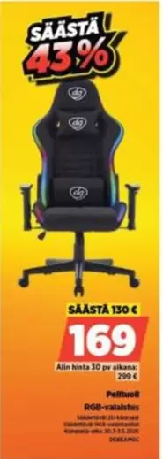 Pelituoli RGB-valaistus