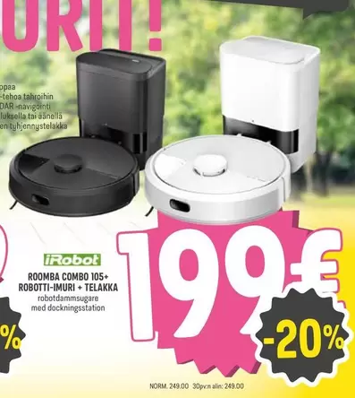 ROOMBA COMBO 105+ ROBOTTI-IMURI + TELAKKA