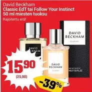 David Beckham - Classic EdT tai Follow Your Instinct 50 ml miesten tuoksu