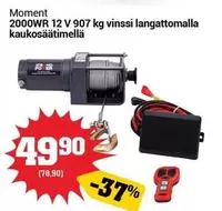 2000WR 12 V 907 kg vinssi langattomalla kaukosäätimellä