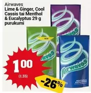 Lime -  & Ginger, Cool Cassis tai Menthol & Eucalyptus purukumi