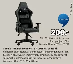 TYPE Z - RAZER EDITION pelituoli