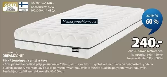 FINNA joustingpatja erittäin kova