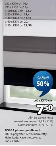 BOLGA pimennysrullaverho