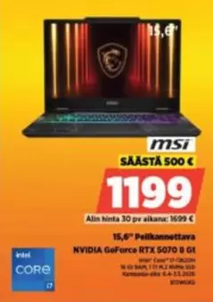 Intel - 15,6" Pelikannettava NVIDIA GeForce RTX 5070 8 GT