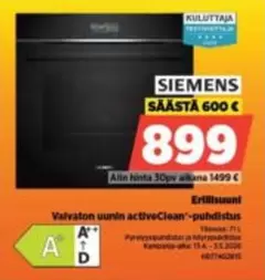 Siemens - Valvaton uunin activeClean-puhdistus