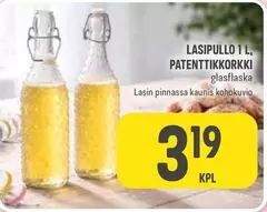 LASIPULLO 1 L, PATENTTIKKORKKI glasflaska