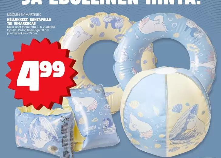 Martinex - Moomin inflatable ring, beach ball and armbands