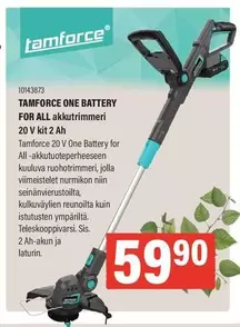 TAMFORCE ONE BATTERY FOR ALL akkutrimmeri 20 V kit 2 Ah