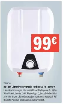 RST - Lämminvesivaraaja Hotbox 6B  1500 W