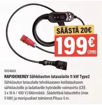 RAPIDENERGY Sähköauton latauslaite 11 kW Type2