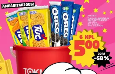 Original - TUC-suklaat ja Oreo-täytekeksit