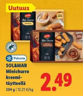 Minichurro kreemi-täytteellä