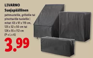 Suojapäällinen pehmustetuille, grilleille tai pinottaville tuoleille