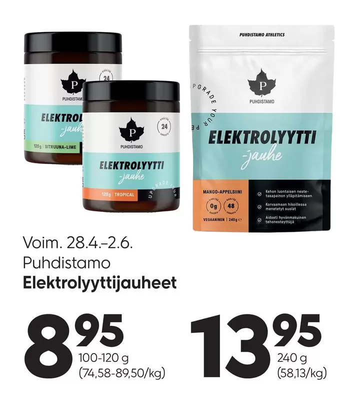 Elektrolyyttijauheet