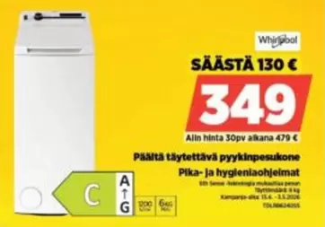 Päälle täytettävä pyykinpesukone