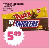 Snickers - TWIX JA SNICKERS 10-PACKIT