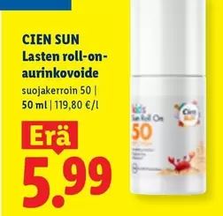 Lasten roll-on aurinkovoide