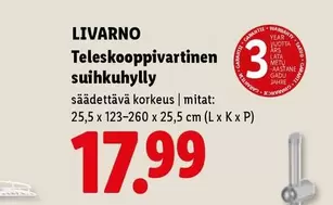 Teleskooppivartinen suihkuhylly