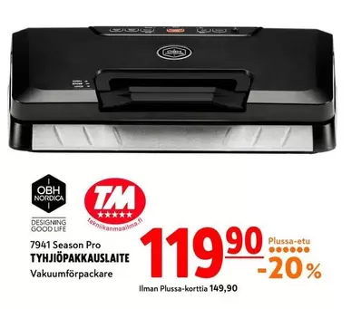 Obh Nordica - 7941 Season Pro Tyhjiöpakkauslaite Vakuumförpackare