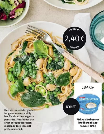 Växtbaserad smörbönor och spenat spaghetti