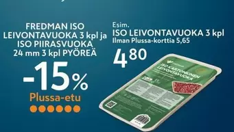 FREDMAN ISO LEIVONTAVUOKA 3 kpl ja ISO PIIRASVUOKA 24 mm 3 kpl PYÖREÄ