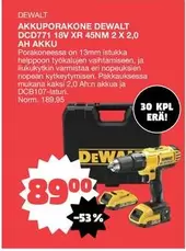 Dewalt - AKKUPORAKONE DCD771 18V XR 45NM 2 X 2,0 AH AKKU