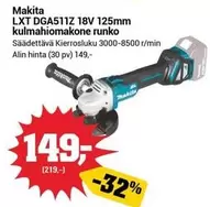Makita - LXT DGA511Z 18V 125mm kulmahiomakone runko