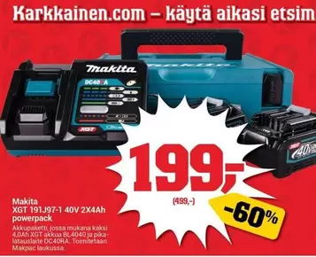 Makita - XGT 191J97-1 40V 2X4Ah powerpack