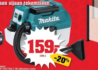 Makita - 18V akkuimuri runko DVC750LZ