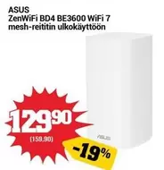 Asus - ZenWiFi BD4 BE3600 WiFi 7 mesh-reititin ulkokäyttöön