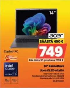 Acer - 14" Kannettava Upea OLED-näyttö